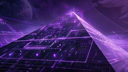 Futuristic Pyramid in a Purple Galaxy