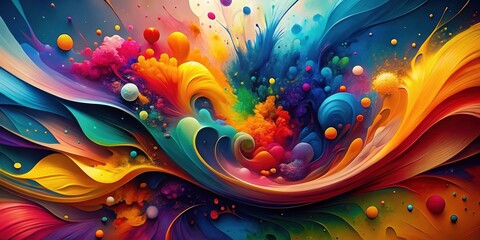 Wall Mural - Abstract art in a colorful style with vibrant hues and dynamic shapes, abstract, art, colorful, vibrant, style, modern