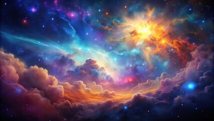 Wall Mural - colorful galaxy cloud nebula against stary night cosmos background, space, universe, science, astron