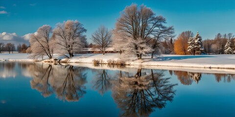 Canvas Print - reflection of trees in water