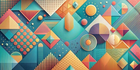 Sticker - Abstract background with various geometric shapes and textures , geometric, abstract, background, texture, shapes, design