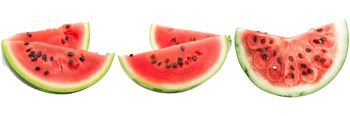 Sliced watermelon pieces showcasing juicy red flesh, perfect for summer refreshments and healthy snacks