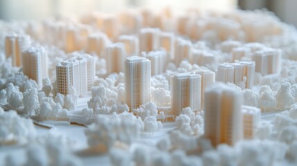 Poster - A city made of white plastic is shown in a close up