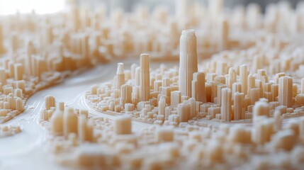 Fototapete - A city made of white plastic is shown in a close up