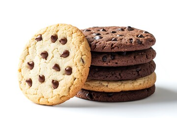 Chip cookies isolated on white background