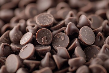 Wall Mural - Chocolate chips that are laid in the background