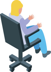 Poster - Businesswoman is gesturing while sitting on an office chair