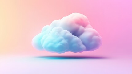 Minimalistic cloud-shaped icon in soft pastel colors on a gradient background. Simple design representing cloud technology and modern connectivity.