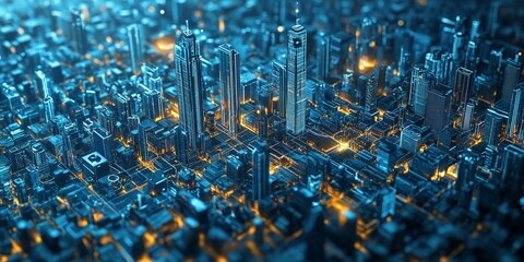 Poster - A futuristic interface showcasing modern urban design, with dynamic city layouts, real-time data streams, and interactive tech elements