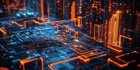 Poster - A futuristic interface showcasing modern urban design, with dynamic city layouts, real-time data streams, and interactive tech elements