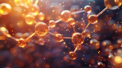 Aufkleber - Futuristic Nanotechnology and Miniaturization Abstract background with glowing spheres and molecular structures. Generative AI.