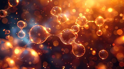 Aufkleber - Futuristic Nanotechnology and Miniaturization Abstract background with glowing spheres and molecular structures. Generative AI.