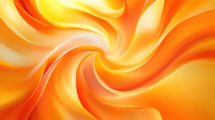 Wall Mural - Orange and yellow gradient forms swirl in a fluid abstract pattern, with soft shadows creating depth and texture, perfect for vibrant design backdrops or dynamic presentations.