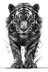 Sticker - Abstract geometric tiger illustration.