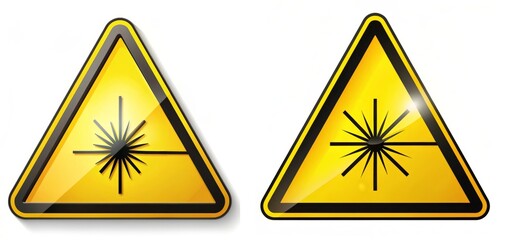 Laser Beam Warning Sign on White Background.