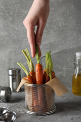 Wall Mural - Fried carrot, concept of tasty fried food