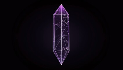 Poster - logo, futuristic purple wireframe of tower in the shape of an arrowhead