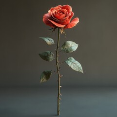 Create a photorealistic longstem red rose showcasi  091 rose, flower, red, isolated, love, nature, valentine, single, pink, beauty, leaf, blossom, gift, white, stem, romance, roses, plant, flowers, pe