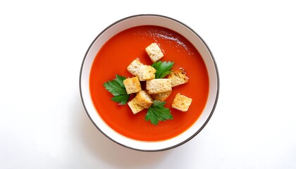 Tomato Soup with Croutons and Parsley