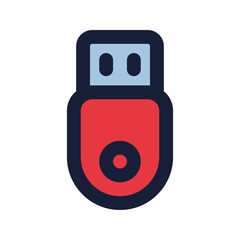 Sticker - usb drive flat line icon