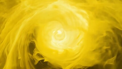 Poster - Abstract Yellow Smoke Swirling in Dark Background, Fluid Art Design