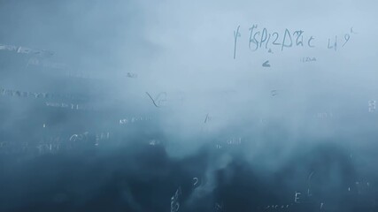 Poster - Cryptic messages and formulas emerge on a foggy glass surface, inviting curiosity and intrigue. Their meanings remain elusive, shrouded in mystery and enigma