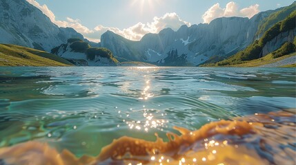 Poster - Water in an impressive landscape, water and light, beautiful colors, wonderful nature scenery. Generative AI.