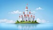 © sakareeya - Simplified fairy tale castle turret with a single flag on top. minimalist fantasy,