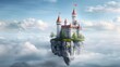 © sakareeya - Simplified fairy tale castle turret with a single flag on top. minimalist fantasy,