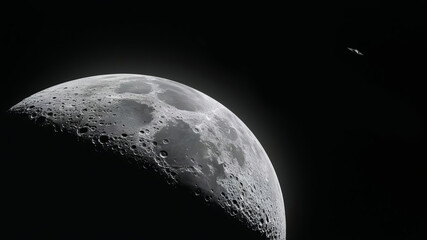 the distant surfaces of the moon and saturn as seen in space camera images.