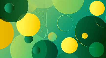 Sticker - Abstract green gradient background with circles and geometric shapes