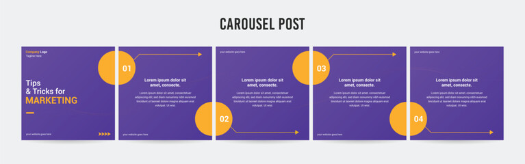 Wall Mural - editable instagram carousel post layout set, social media marketing microblog template design, tips 