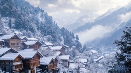 Sticker - Snowy Mountain Village