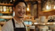 © azone - smilling asian bartender in the restaurant realistic photography