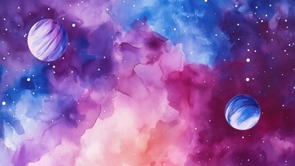 Wall Mural - Watercolor galaxy background