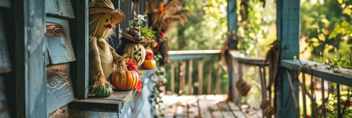 Poster - Scarecrows sitting on a porch