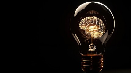 Brain inside a light bulb conceptual image