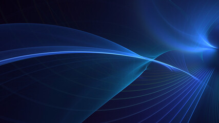 3D manual rendering abstract blue fractal light background. Its not AI Generatd illustration.