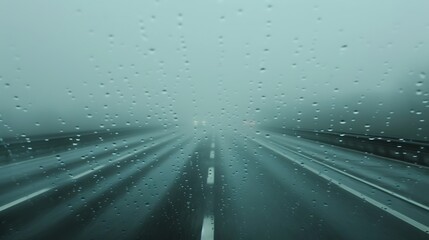 Rainy Highway Through Windshield