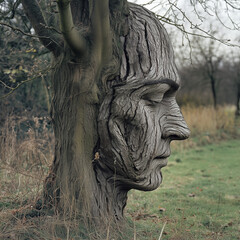 a tree in the shape of a human head