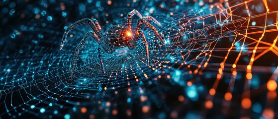 Cybersecurity: Spider Web Illustration