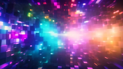 Fototapete - Abstract background with glowing cubes. Vector illustration for your graphic design, Abstract background with colorful lights and squares