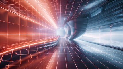Leinwandbilder - Photo of luxurious futuristic light and reflection with grid background. 3D rendering.
