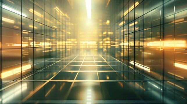 Photo of luxurious futuristic light and reflection with grid background. 3D rendering.