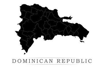 DOMINICAN REPUBLIC map on white background vector. Administrative regions of DOMINICAN REPUBLIC