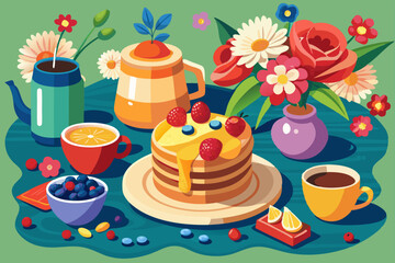 Wall Mural - Traditional English breakfast dishes set