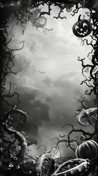 Halloween frame is embellished with creepy elements