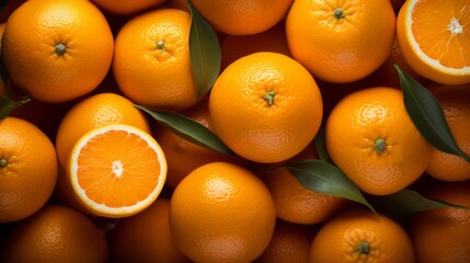 Wall Mural - Lots of juicy oranges background. ai generated art image