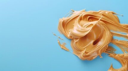 Peanut butter spread isolated on a blue background