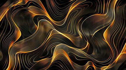 Poster - Vector illustration of golden abstract lines background. Luxury design wallpaper for print, wall art and home decor. Cover and packaging design.